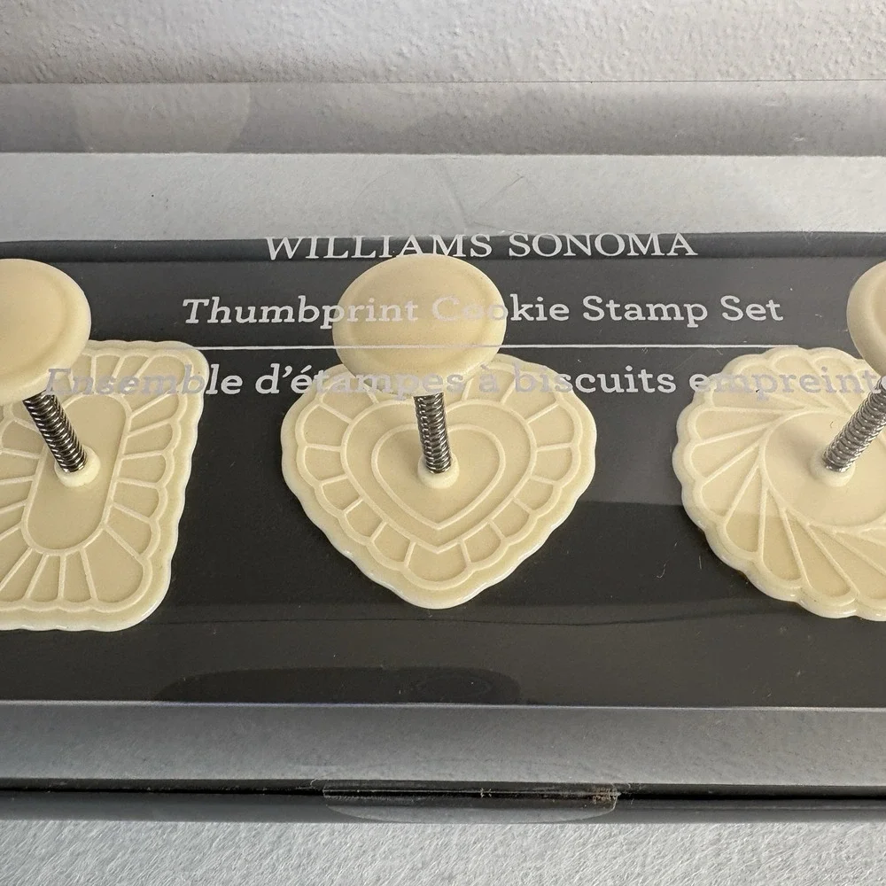 William Sonoma Thumbprint Cookie Stamp Set Of 3 Baking Christmas Holiday NEW